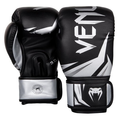 Боксерські рукавички Venum Original Challenger 3.0 (14oz) Чорні зі сріблястим фото №1