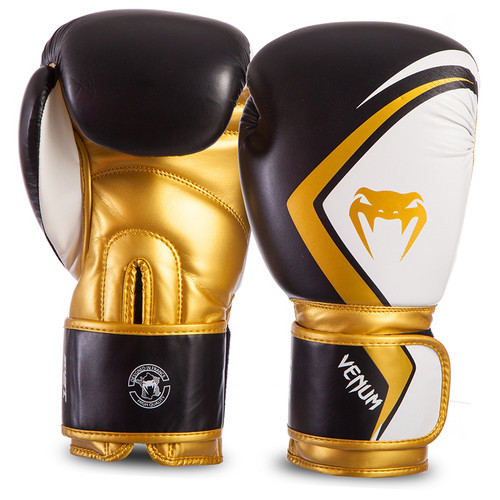Боксерські рукавички Venum Contender 2.0 03540 14oz Чорно-біло-золотий (37470006) фото №1