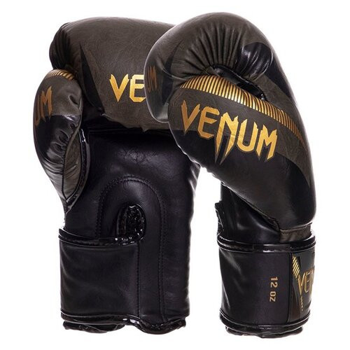 Рукавички боксерські шкіряні Venum Impact VN03284-230 16oz Хакі-золотий (37470009) фото №2