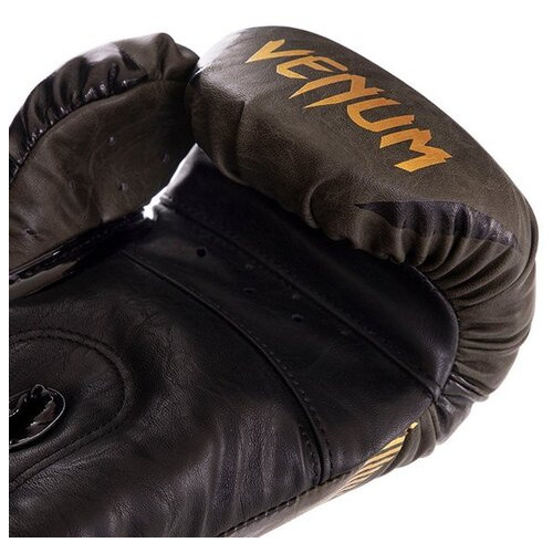 Рукавички боксерські шкіряні Venum Impact VN03284-230 16oz Хакі-золотий (37470009) фото №4