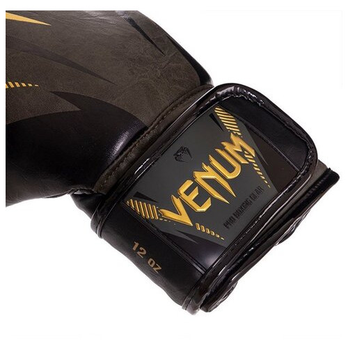 Рукавички боксерські шкіряні Venum Impact VN03284-230 16oz Хакі-золотий (37470009) фото №3