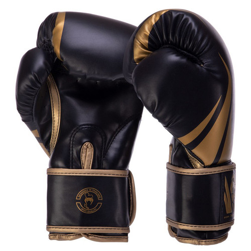 Рукавички боксерські на липучці Venum Challenger VN0661 10oz Чорно-золотий (37470018) фото №2