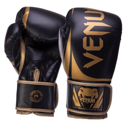 Рукавички боксерські на липучці Venum Challenger VN0661 10oz Чорно-золотий (37470018) фото №1
