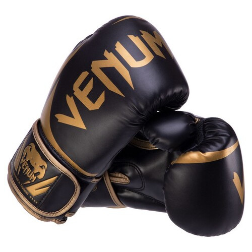 Рукавички боксерські на липучці Venum Challenger VN0661 10oz Чорно-золотий (37470018) фото №5