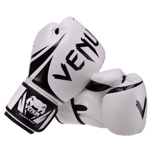 Рукавички боксерські на липучці Venum Challenger VN1108 10oz Біло-чорний (37470019) фото №5