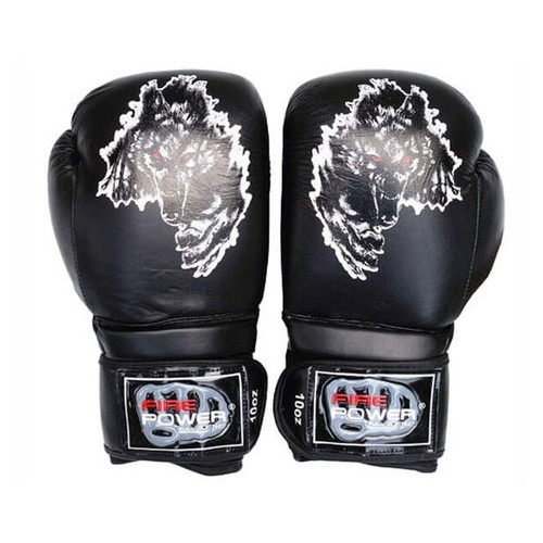 Боксерські рукавички FirePower FPBG5 Wolf (14oz) Чорні фото №2