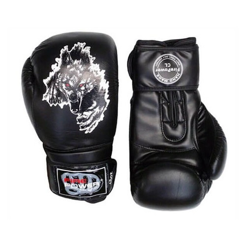 Боксерські рукавички FirePower FPBG5 Wolf (14oz) Чорні фото №3