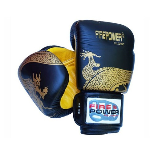 Боксерські рукавички FirePower FPBG8 (10oz) Чорні з жовтим фото №4