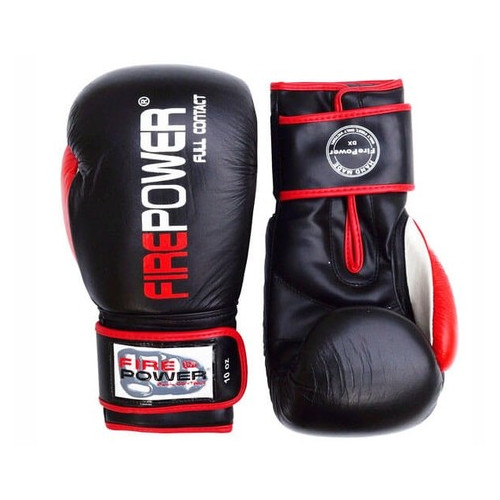 Боксерські рукавички FirePower FPBG9 (10oz) Чорні з червоним фото №3