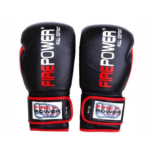 Боксерські рукавички FirePower FPBG9 (10oz) Чорні з червоним фото №2