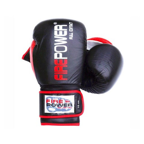 Боксерські рукавички FirePower FPBG9 (10oz) Чорні з червоним фото №1