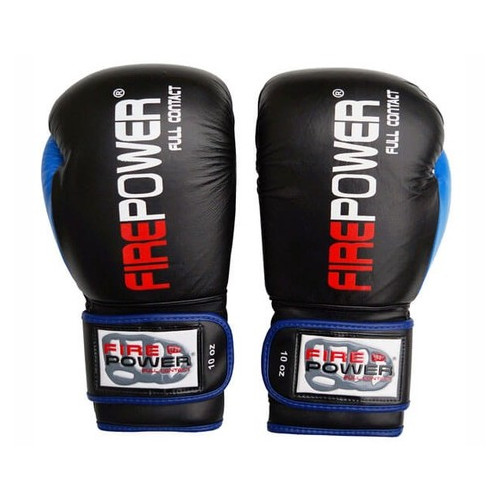 Боксерські рукавички FirePower FPBG9 (12oz) Чорні із синім фото №2