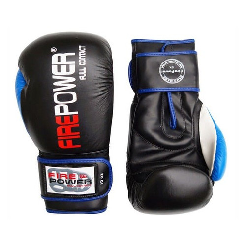 Боксерські рукавички FirePower FPBG9 (12oz) Чорні із синім фото №3
