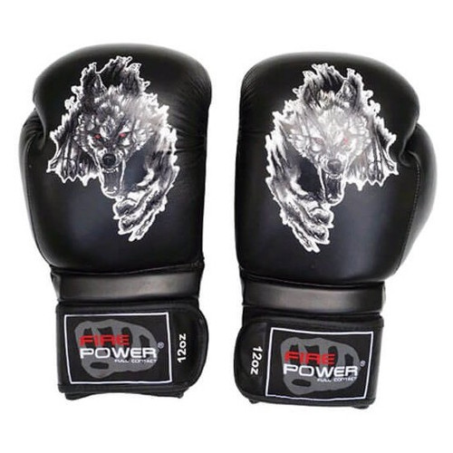 Боксерські рукавички FirePower FPBGA5 Wolf (10oz) Чорні фото №2