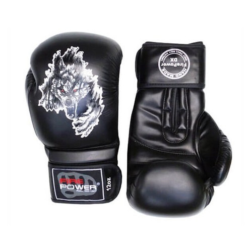 Боксерські рукавички FirePower FPBGA5 Wolf (10oz) Чорні фото №3