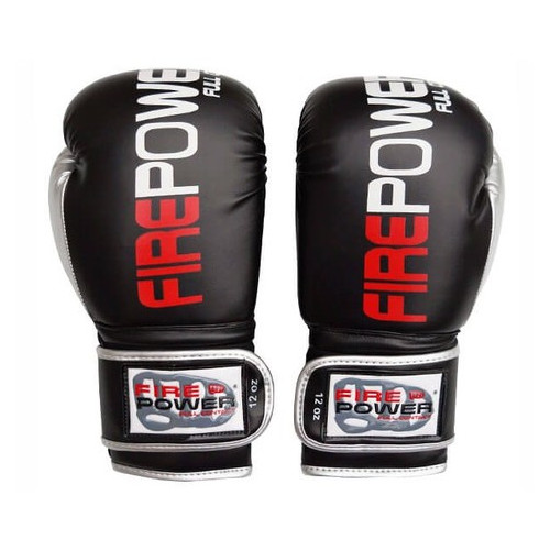 Боксерські рукавички FirePower FPBGA9 (12oz) Чорні зі срібним фото №2