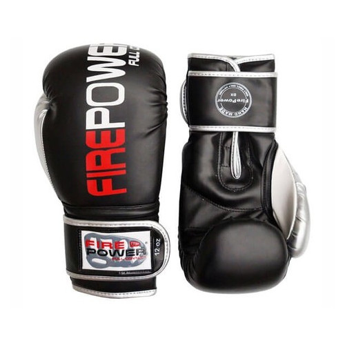 Боксерські рукавички FirePower FPBGA9 (12oz) Чорні зі срібним фото №3