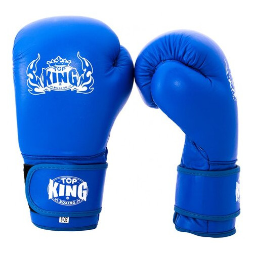 Шкіряні рукавички для боксу Maraton Top King 10 OZ Сині фото №2