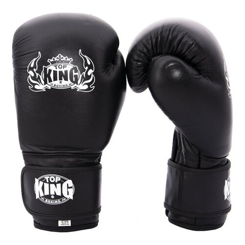 Шкіряні рукавички для боксу Maraton Top King 10 OZ Чорні фото №2