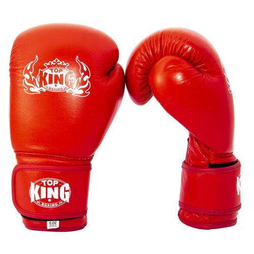 Шкіряні рукавички для боксу Maraton Top King 12 OZ Червоні фото №2