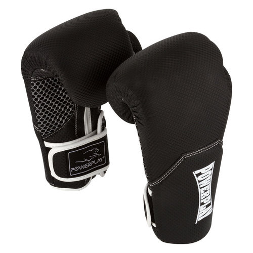 Боксерські рукавички PowerPlay 3011 Чорно-білі карбон 10 унцій фото №2