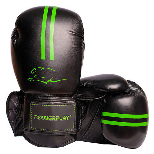 Боксерські рукавички PowerPlay 3016 Чорно-Зелені 12 унцій фото №1