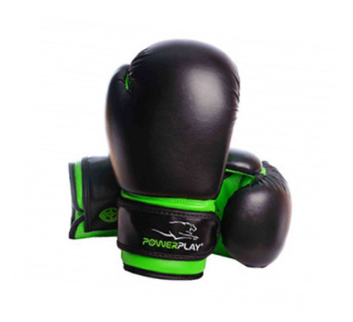 Боксерські рукавички PowerPlay 3004 6oz Чорно-зелений (37228004) фото №1