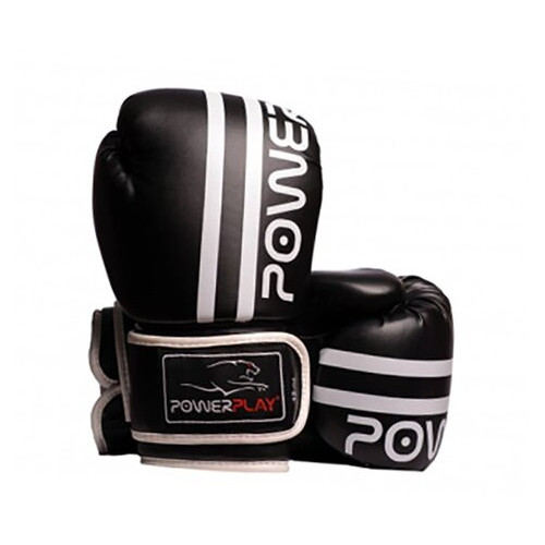 Боксерські рукавички PowerPlay 3010 12oz Чорно-білий (37228043) фото №2