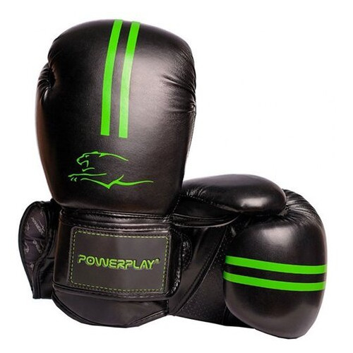 Боксерські рукавички PowerPlay 3016 12oz Чорно-зелений (37228046) фото №2