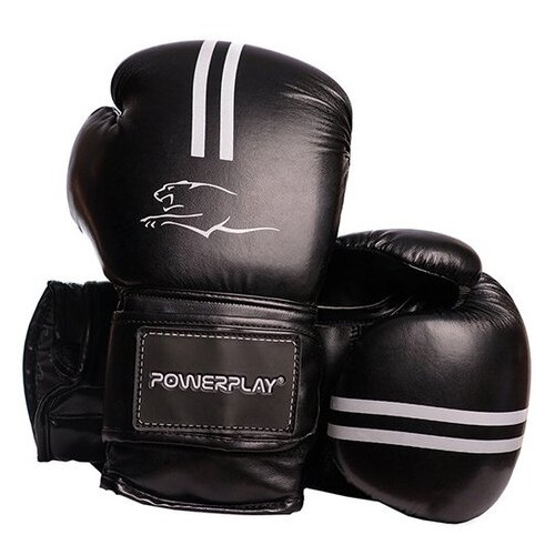 Боксерські рукавички PowerPlay 3016 8oz Чорно-білий (37228046) фото №2