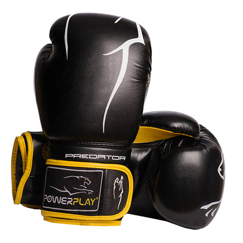 Боксерські рукавички PowerPlay 3018 8oz Чорно-жовтий (37228047) фото №2