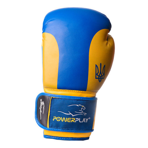 Боксерські рукавички PowerPlay 3021 16oz Синьо-жовтий (37228011) фото №2