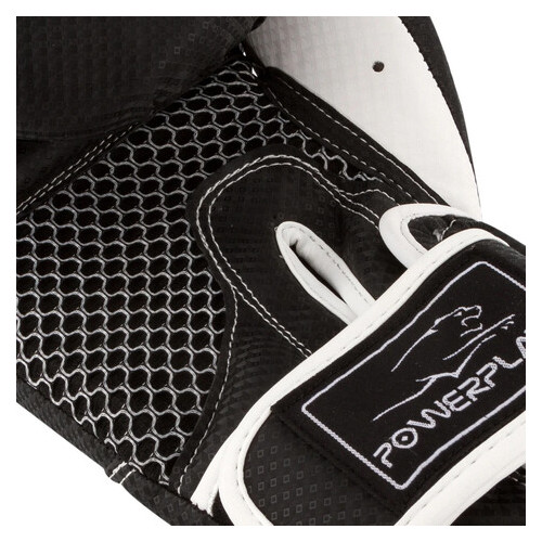 Боксерські рукавички PowerPlay 3011 чорно-білі карбон 16 унцій (FO83PP_3011_16oz_Bl/White) фото №3