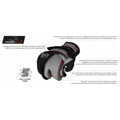 Рукавички для карате PowerPlay 3092KRT XL Black/White фото №8