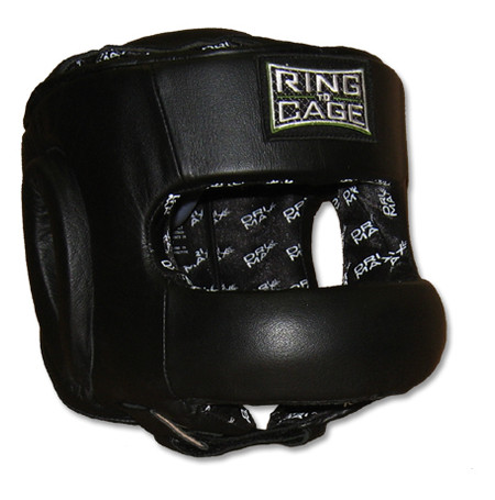 Боксерский шлем Ring To Cage Full Face Sparring Headgear с бампером Черный фото №1