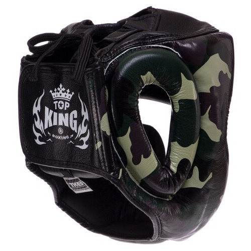 Шолом боксерський з повним захистом Top King Boxing TKHGEM-03 M Камуфляж зелений фото №3
