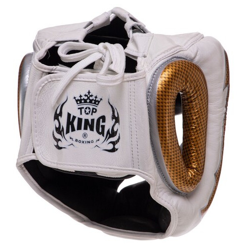 Шолом боксерський з повним захистом Top King Boxing Empower TKHGEM-01 M Біло-золотий фото №3