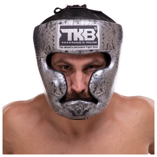 Шолом боксерський з повним захистом Top King Boxing TKHGSS-02 M Чорно-срібний фото №6
