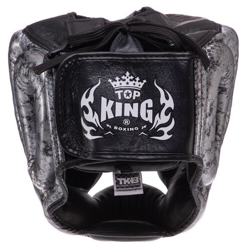 Шолом боксерський з повним захистом Top King Boxing TKHGSS-02 M Чорно-срібний фото №4