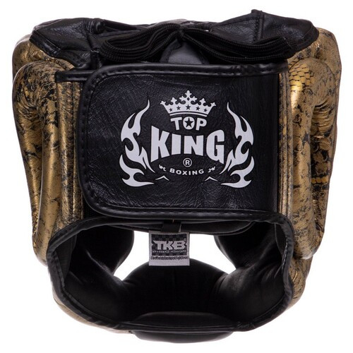 Шолом боксерський з повним захистом Top King Boxing TKHGSS-02 S Чорно-золотий фото №4
