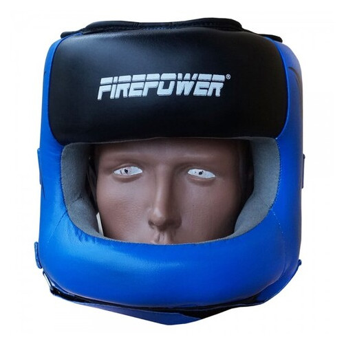 Шолом боксерський з бампером FirePower FPHG6 Чорний із синім фото №2
