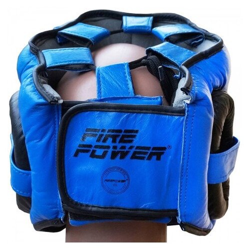 Шолом боксерський з бампером FirePower FPHG6 Чорний із синім фото №3