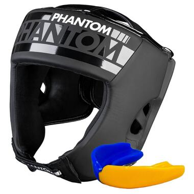 Боксерський шолом Phantom APEX Open Face Head Protection Black (капа у подарунок) фото №1