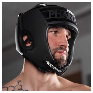 Боксерський шолом Phantom APEX Open Face Head Protection Black (капа у подарунок) фото №6
