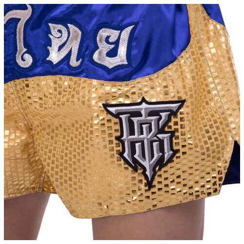 Шорти для тайського боксу та кікбоксингу Top King Boxing TKTBS-207 L Синьо-золотий (37551088) фото №6