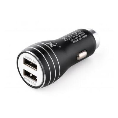 Зарядний пристрій Vinga Dual USB Car Charger aluminium 15.5W Max (VCCAABK) фото №1
