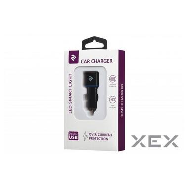 Автомобільний зарядний пристрій 2E Dual USB Car Charger 2.4A&2.4A black (2E-ACR01-B) фото №3
