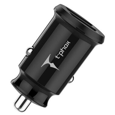 Автомобільний зарядний пристрій T-PHOX Charger Set 2.4A Dual MicroUSB cable 1.2m (Чорний) фото №2