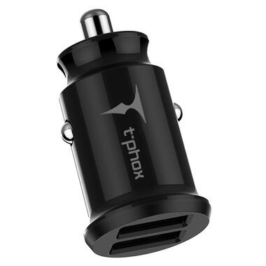 Автомобільний зарядний пристрій T-PHOX Charger Set 2.4A Dual MicroUSB cable 1.2m (Чорний) фото №1
