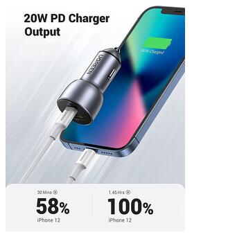 Автозарядка UGREEN QC 3.0+QC 3.0 Dual USB-A 36W Fast Car Charger Косм. Сіра (CD213) (60980) фото №6